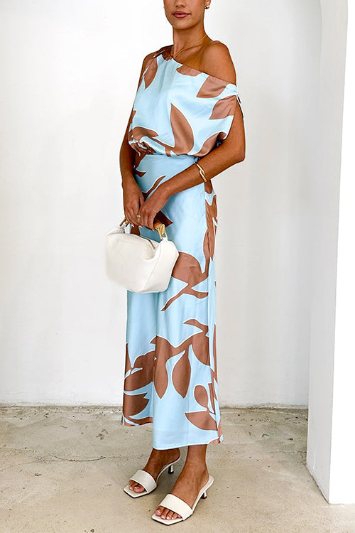 Margot Off-Shoulder Print Maxi Dress Blue 4