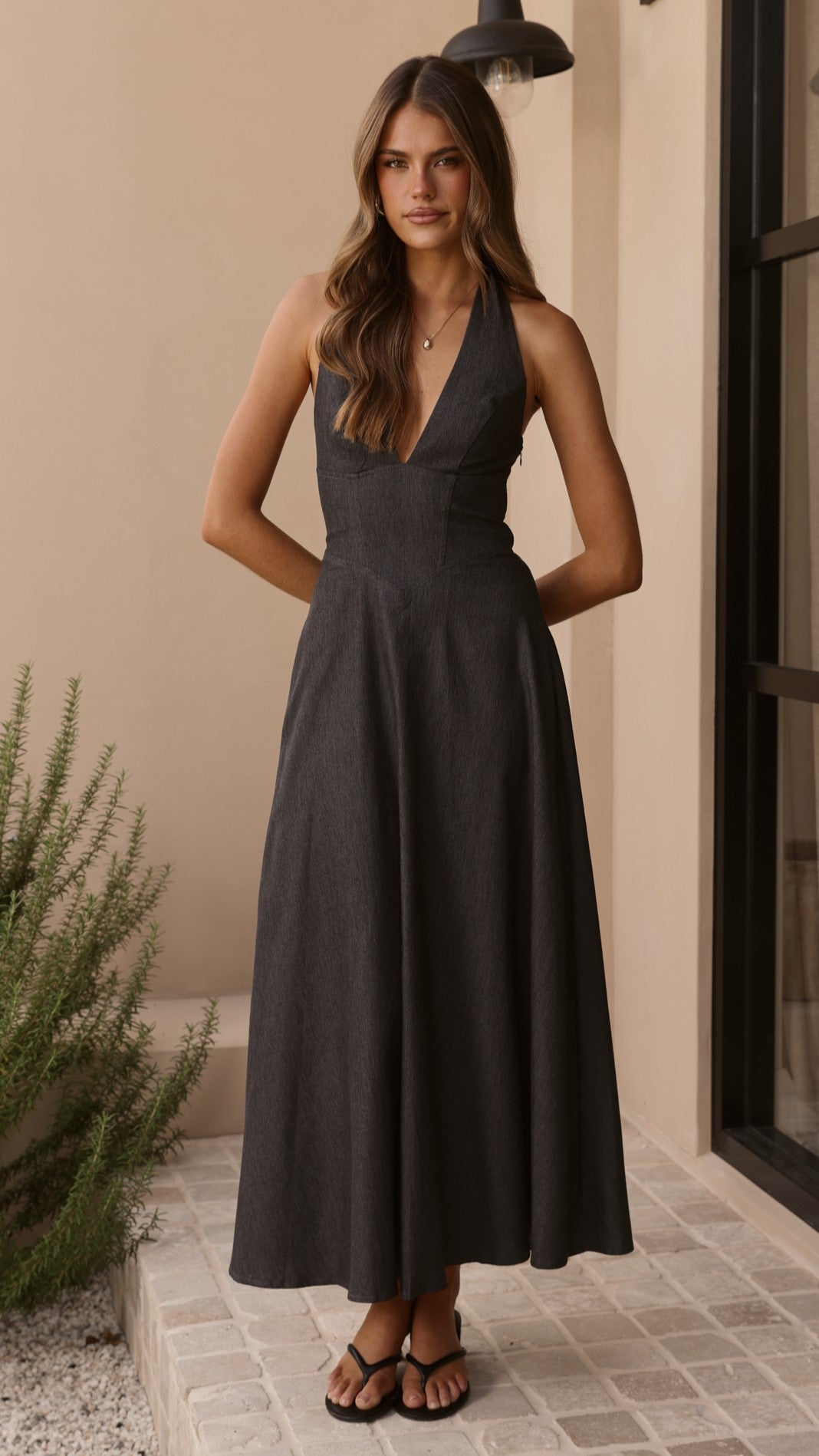 Skye Floral Maxi Dress in Chocolate Steel Grey 6