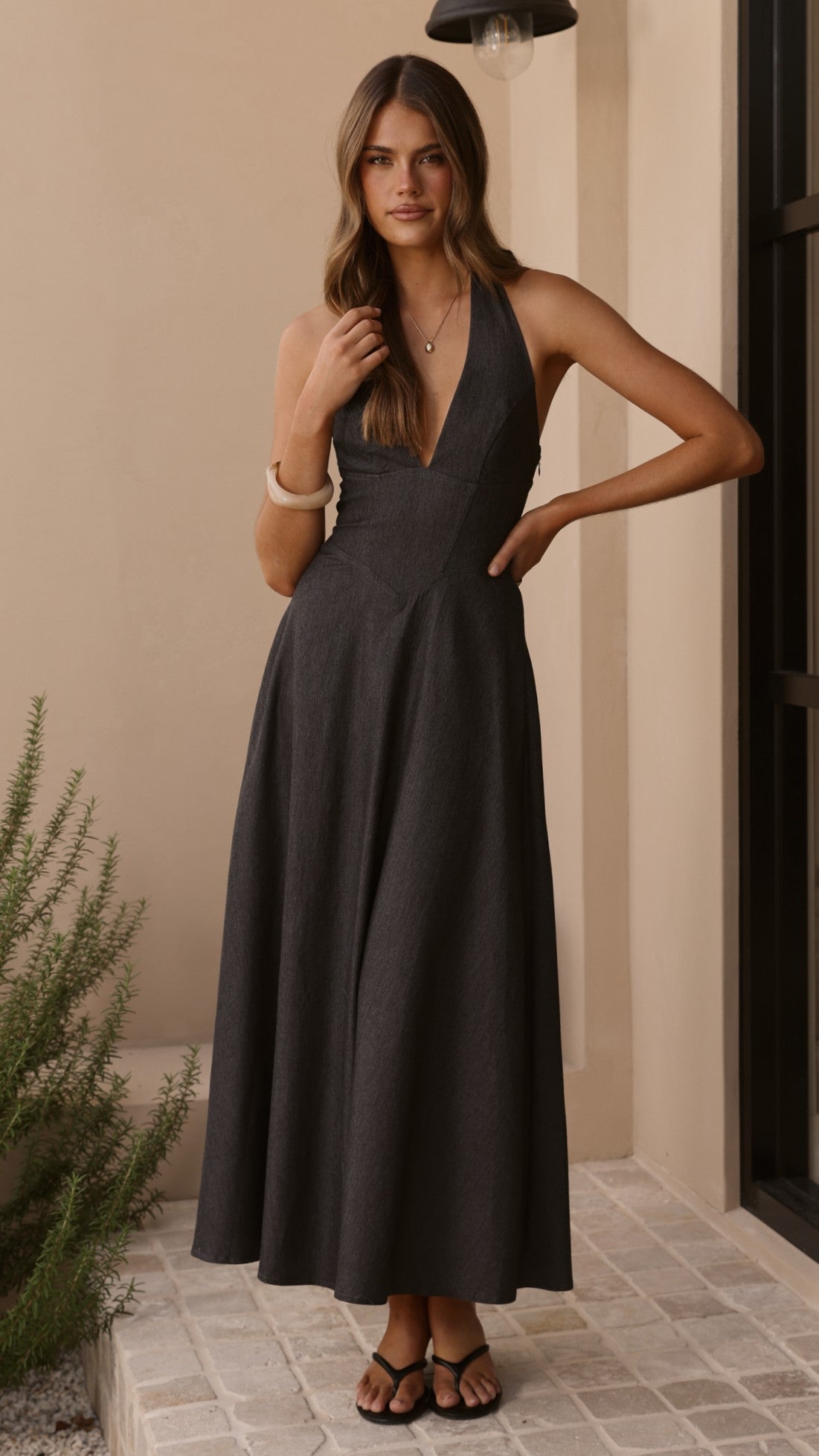 Skye Floral Maxi Dress in Chocolate Steel Grey 8