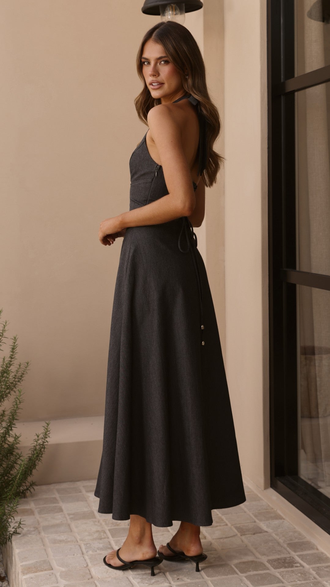 Skye Floral Maxi Dress in Chocolate Steel Grey 2