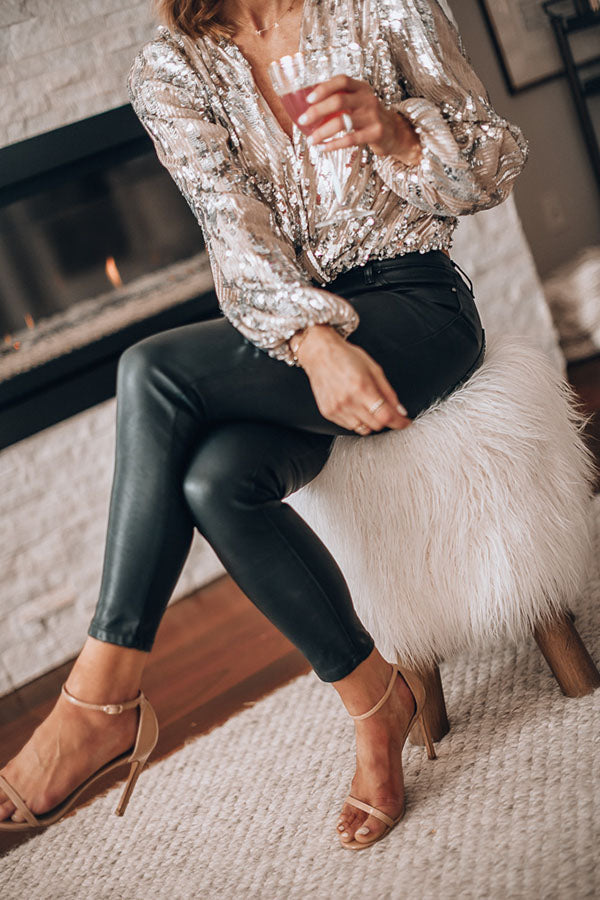 Vivienne Sequin Long-Sleeve Top Silver 4