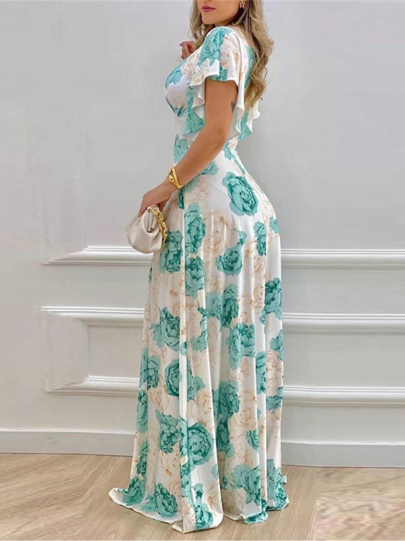 Valentina Floral Maxi Dress Pumpkin 3