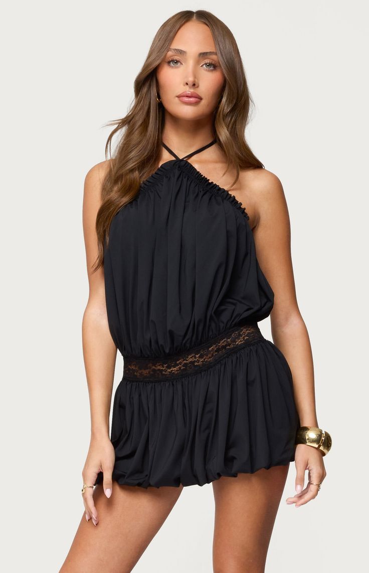 Aida Backless Bubble Mini Dress Black 1