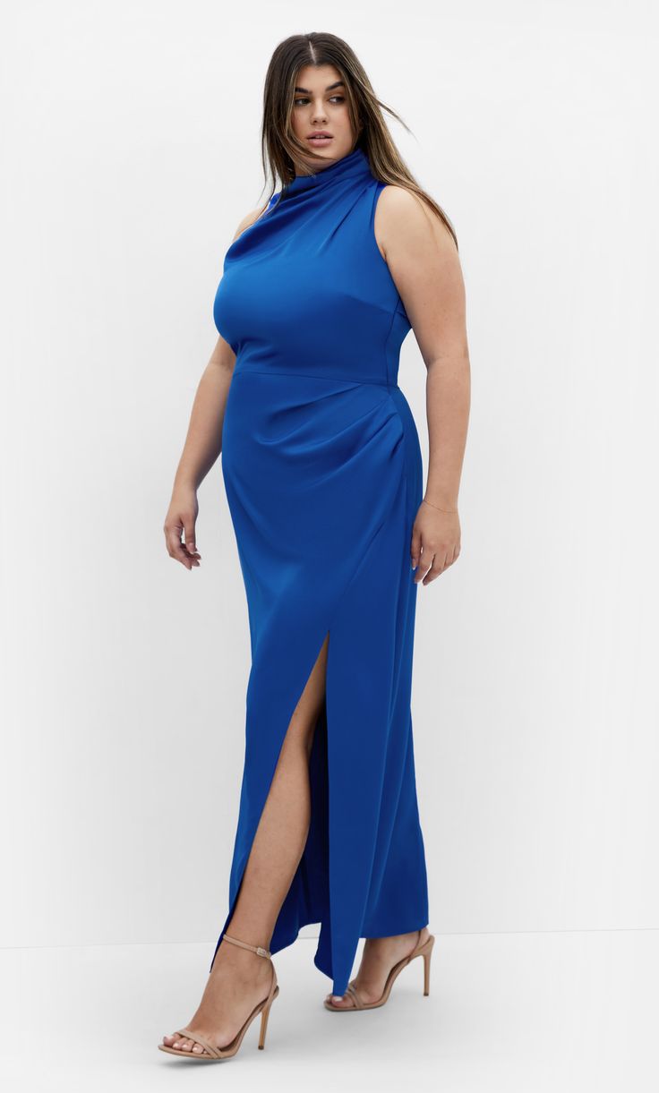 Vesna Modern Maxi Dress in Slate Blue Blue 1