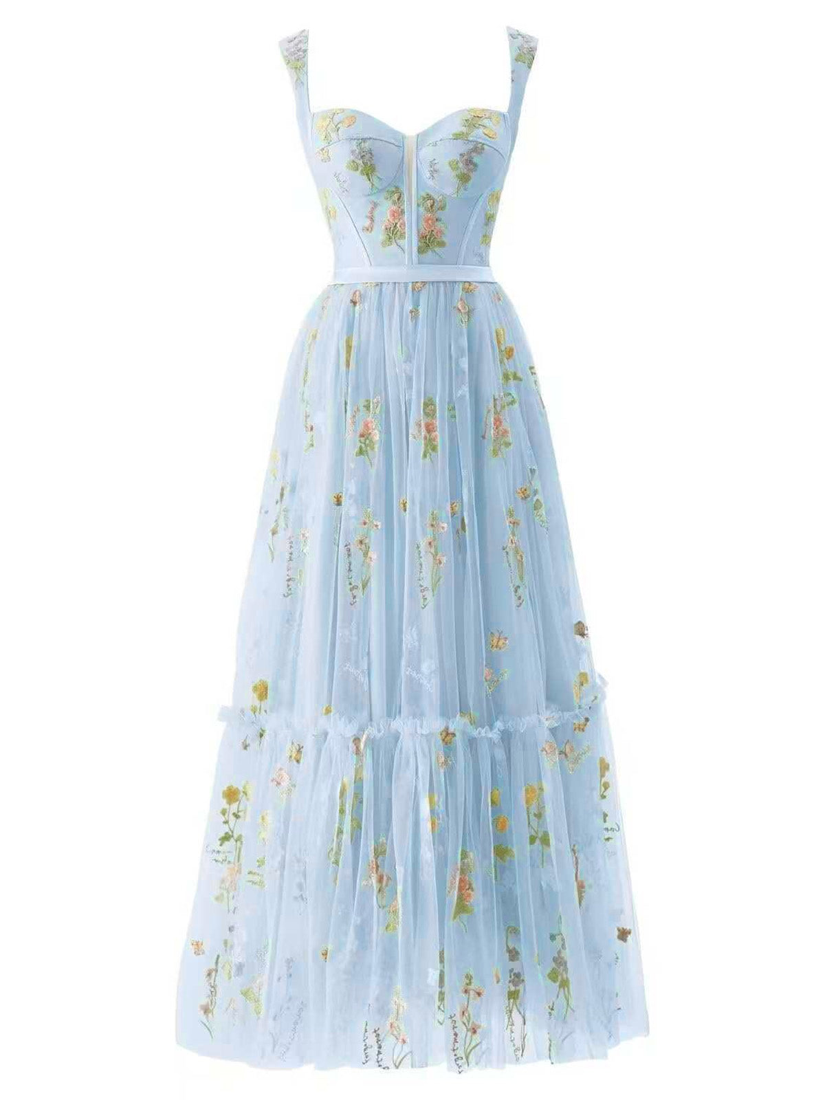 Isolde Lace-Up Midi Dress Light Blue 7