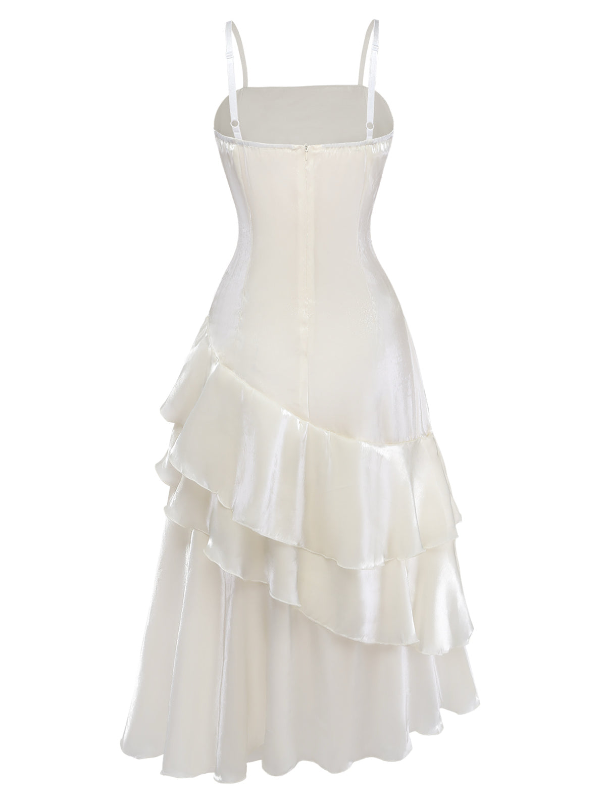 Amara Satin Ruched Midi Dress White 3