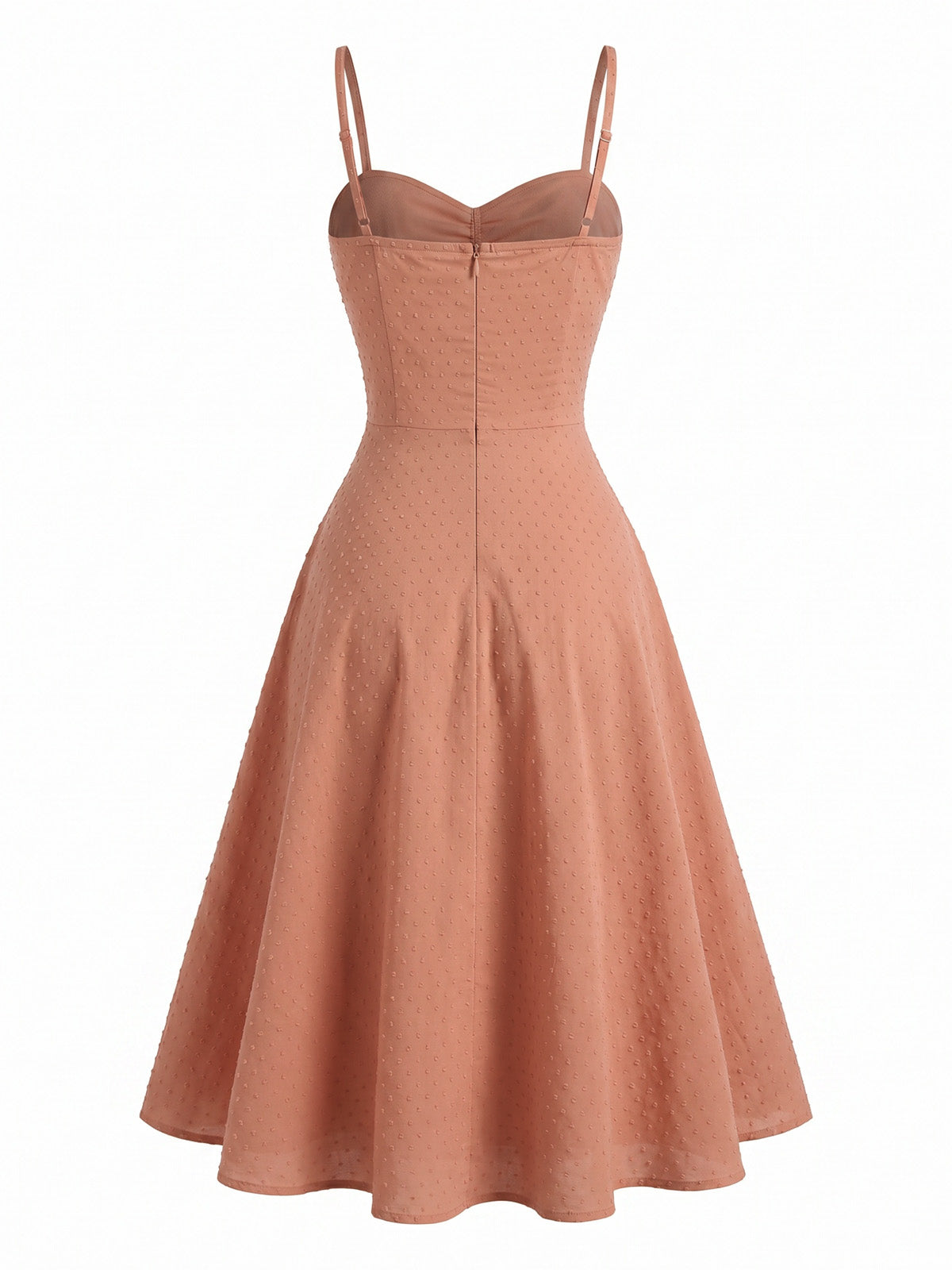 Vivienne Cotton Jacquard Swing Dress Fire Brick Red 4