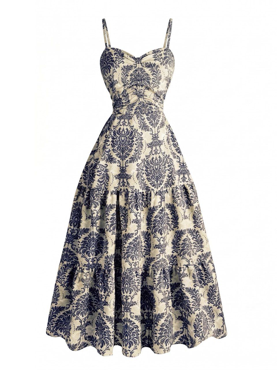 Pia Damask A-Line Dress Green 2
