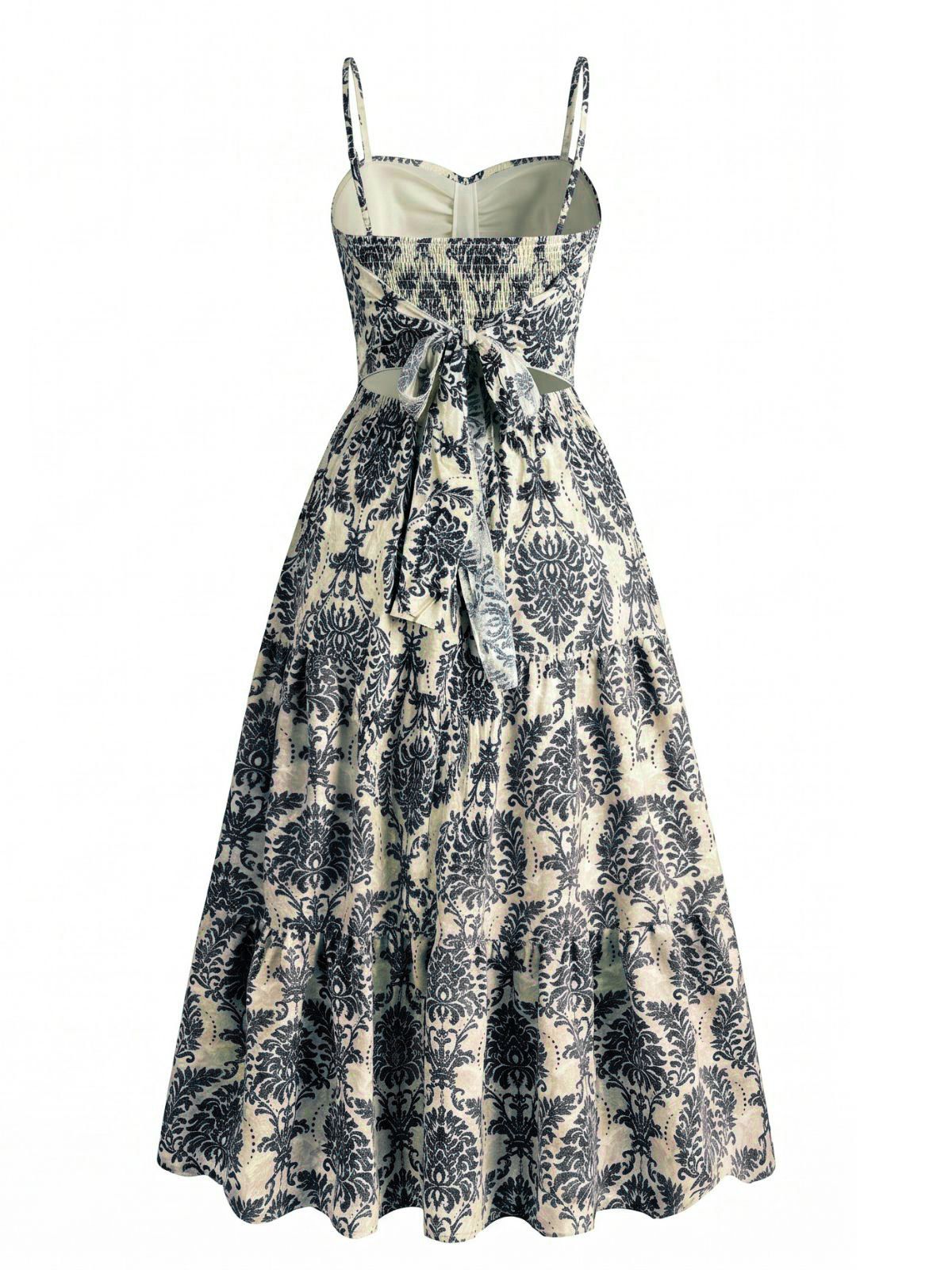 Pia Damask A-Line Dress Blue 4