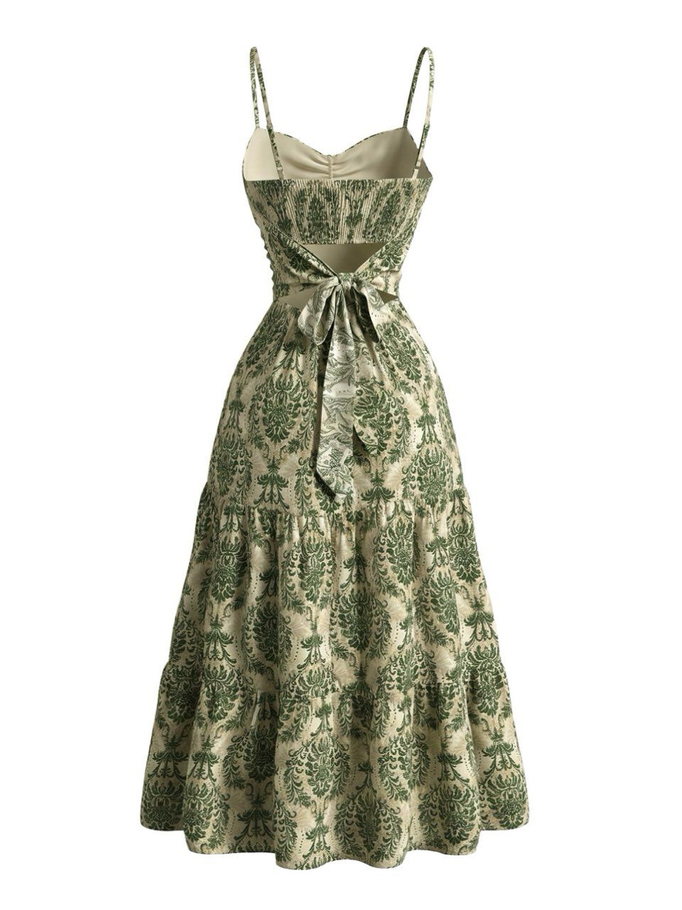 Pia Damask A-Line Dress Green 5