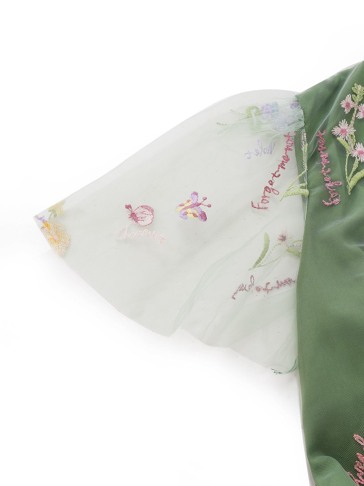 Violet Floral Mesh Puff Sleeve Dress Green 7
