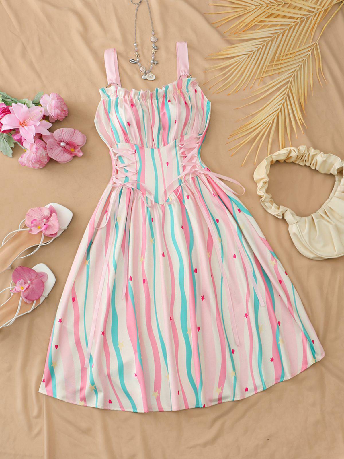 Margot Ruched Floral Swing Dress Blue 3