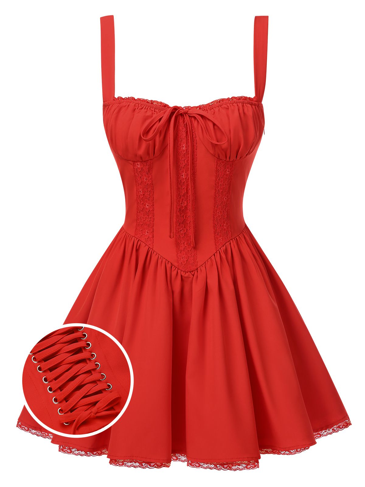 Margot Lace-Up Corset Mini Dress Red 1