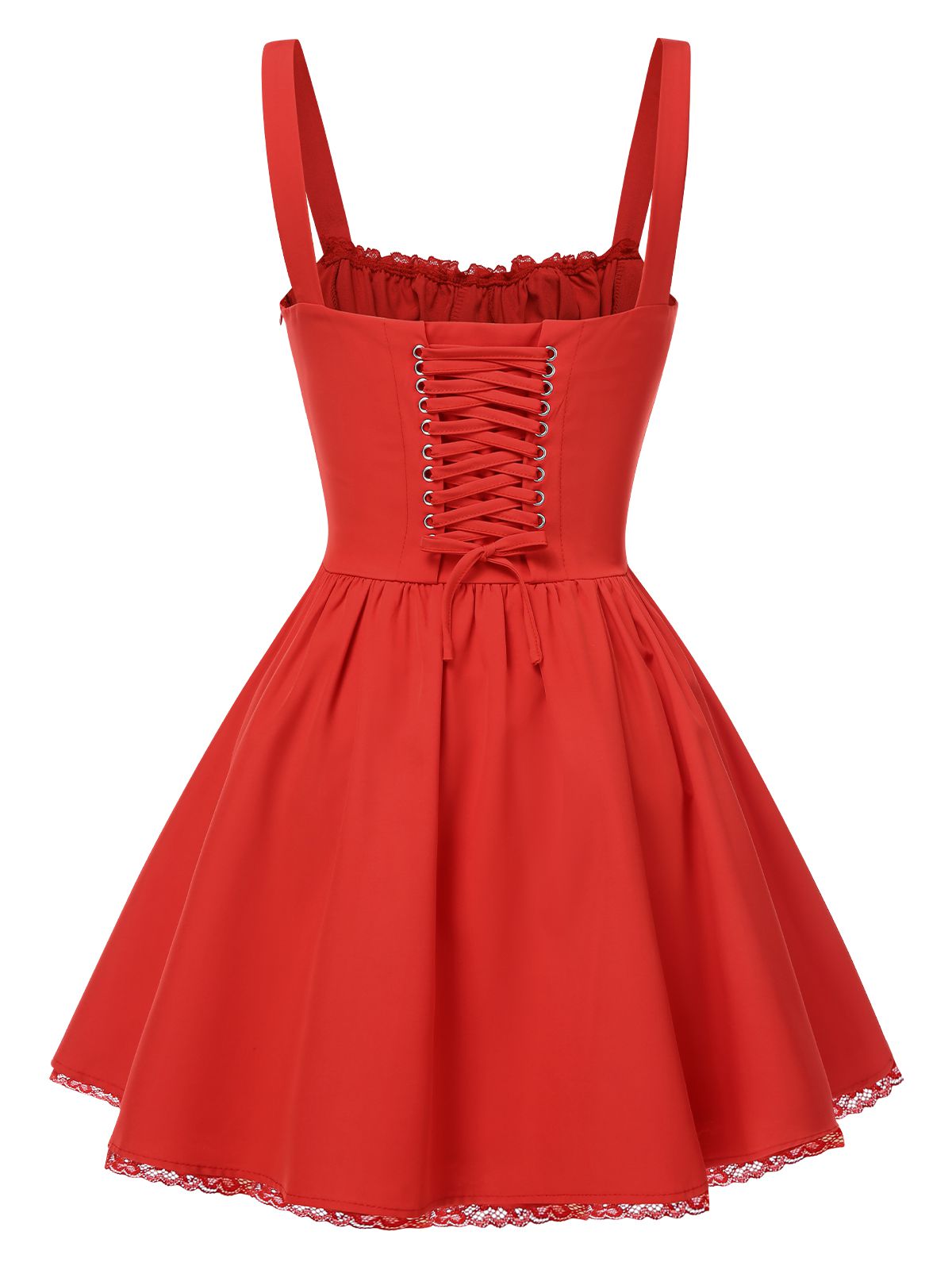 Margot Lace-Up Corset Mini Dress Red 3