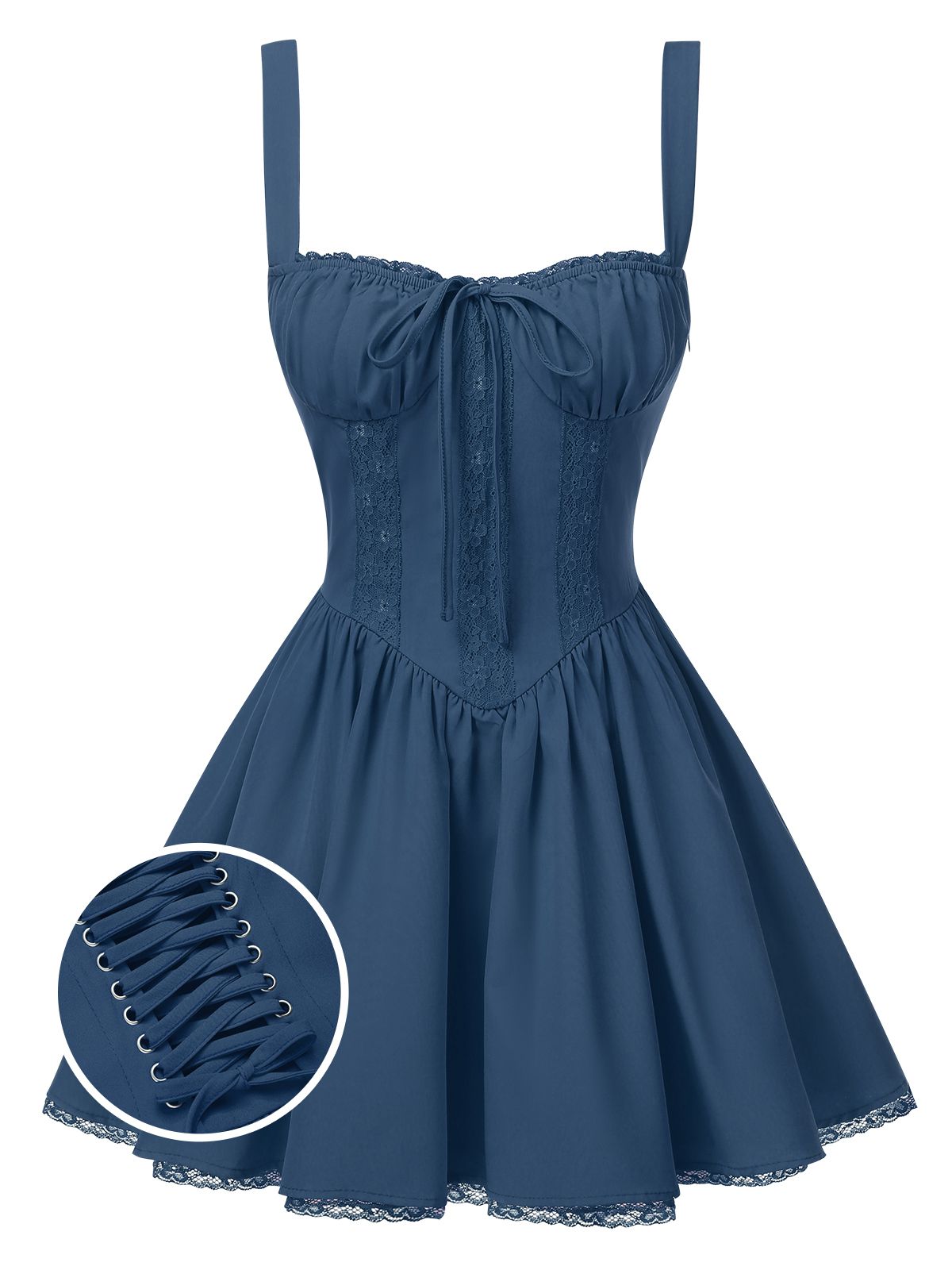 Margot Lace-Up Corset Mini Dress Dark Blue 5