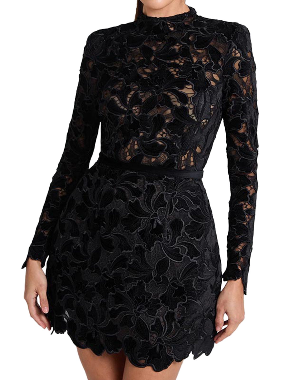 Margot Flocked Floral Lace Dress Red 4