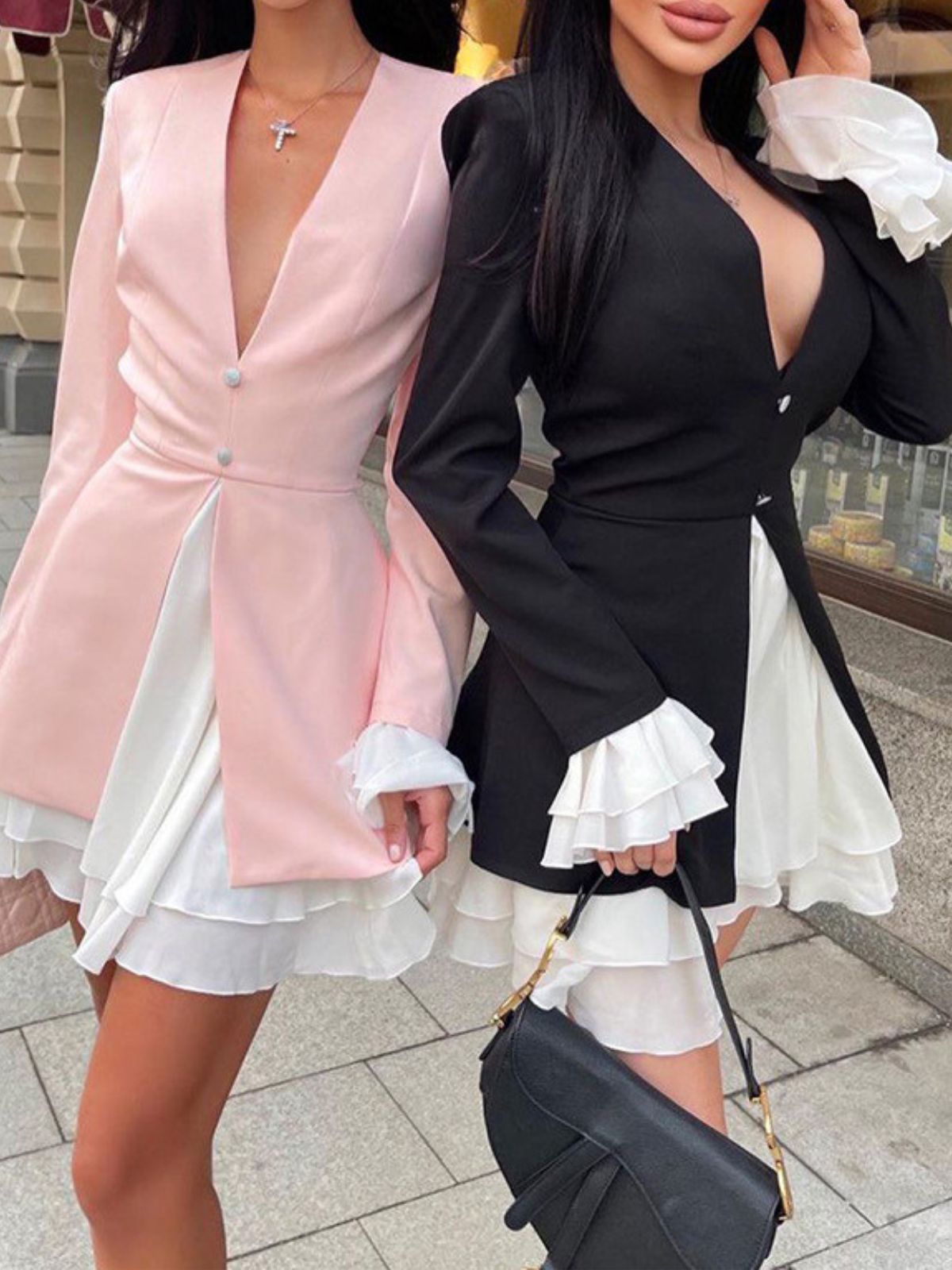 Rosalie Pink Ruffle Dress Black 4