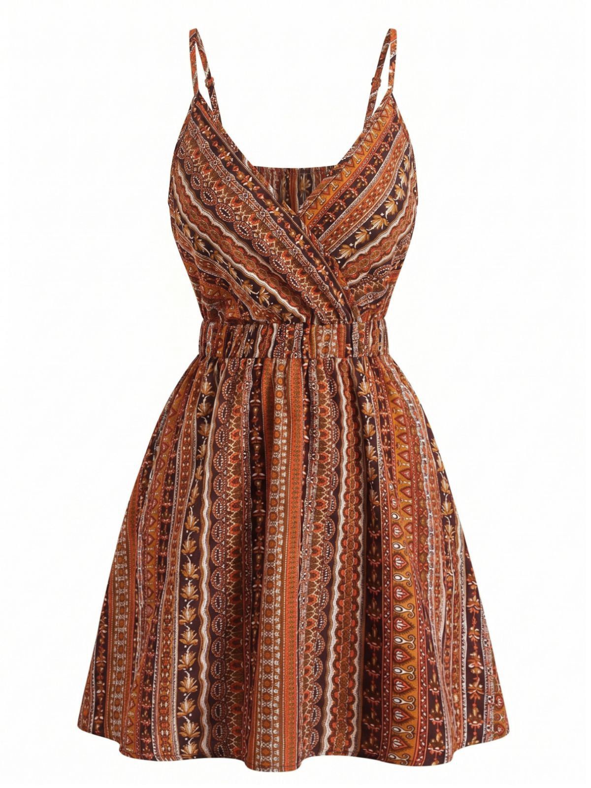 Rosalie Tiered Boho Dress in Ivory Neck Boho Style Striped Mini Dress 4