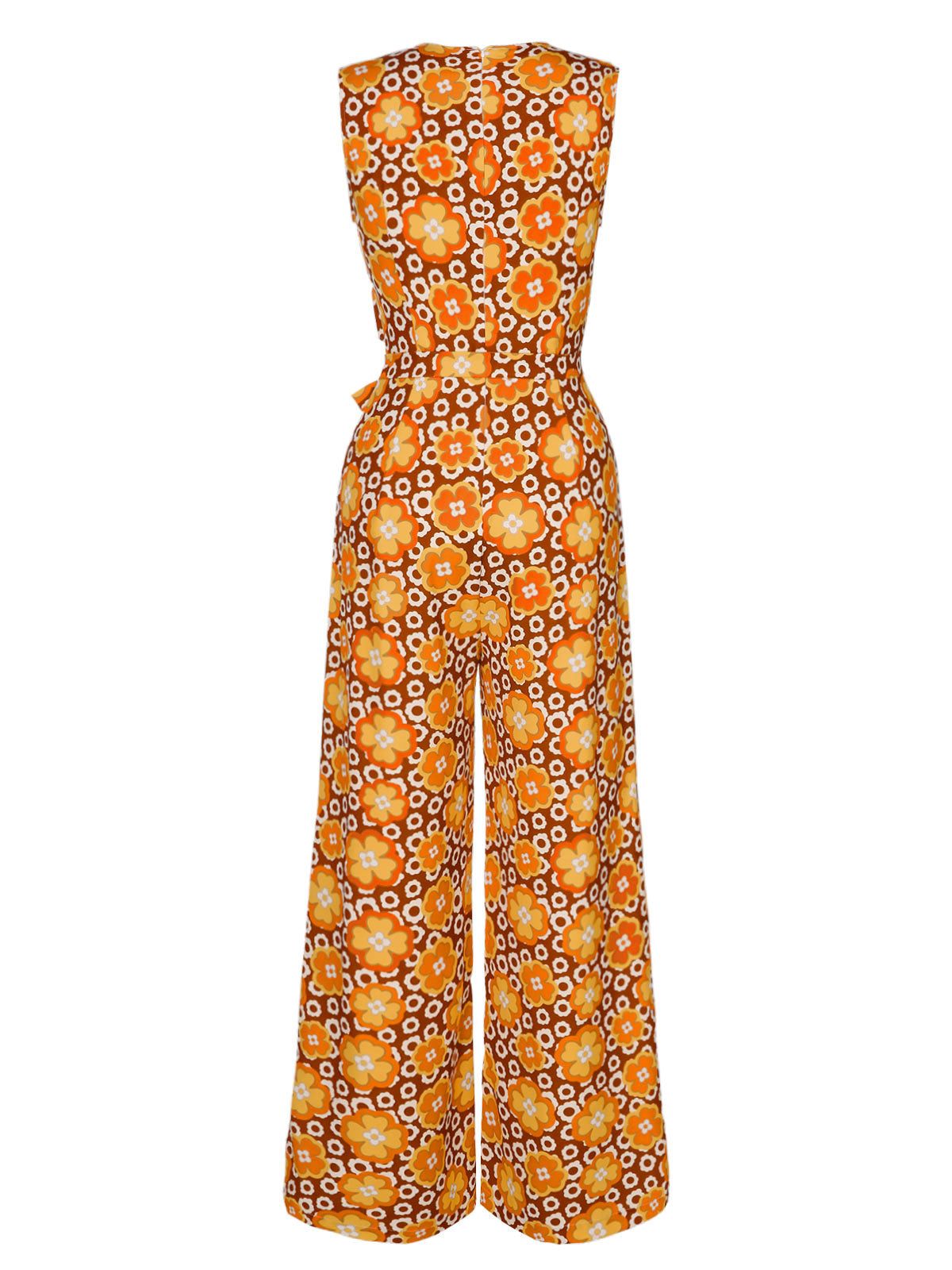 Rosalie Tiered Boho Dress in Ivory Neck Floral Belted Sleeveless Jumpsuit 4