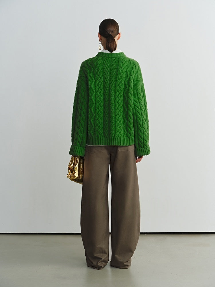 Margot Cable Knit Sweater Reed Green 4