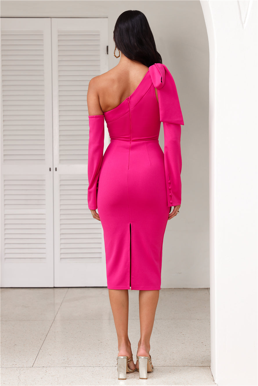 Vivienne Long Sleeve Midi Dress in Fuchsia 5