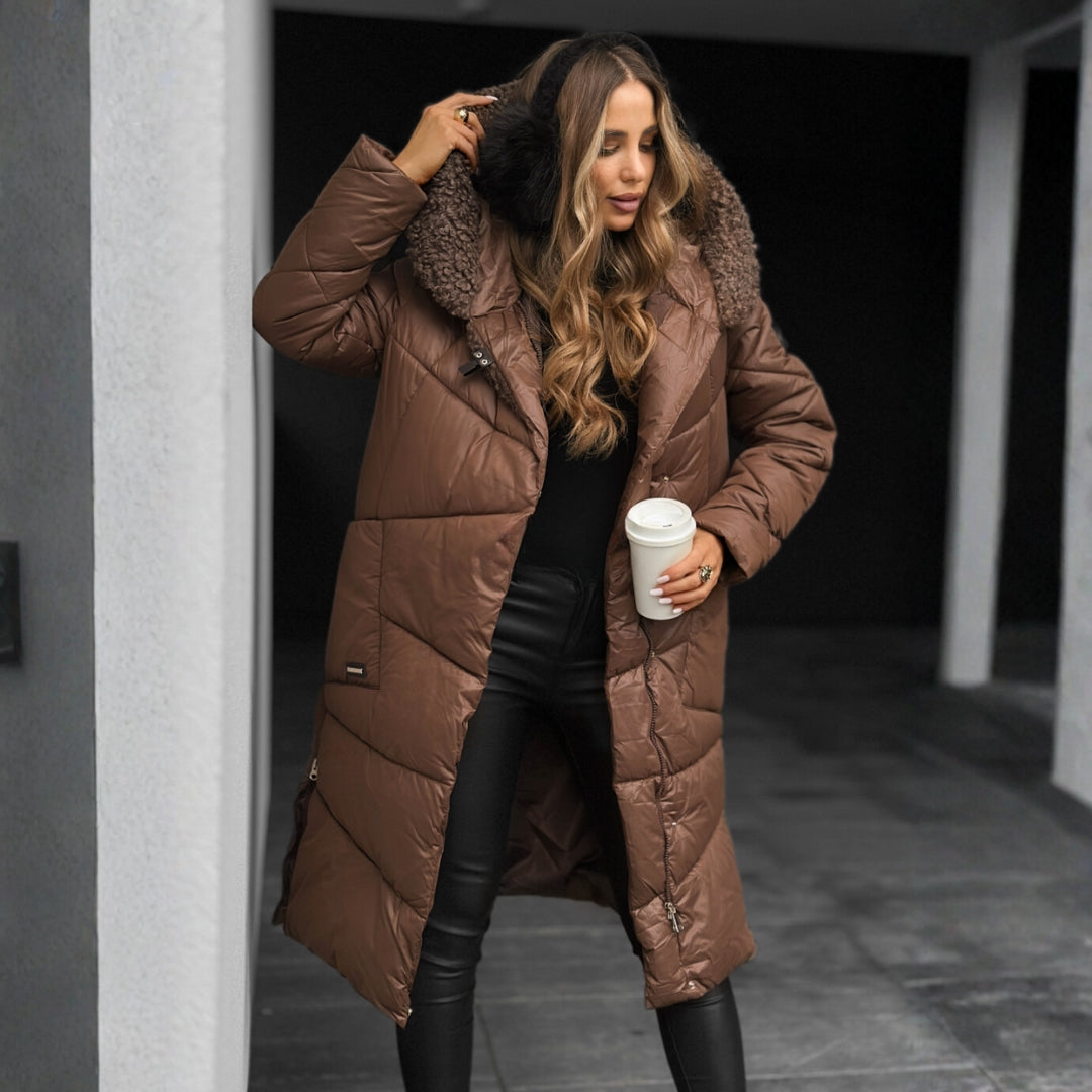 Alys Quilted Coat with Hood Black 1
