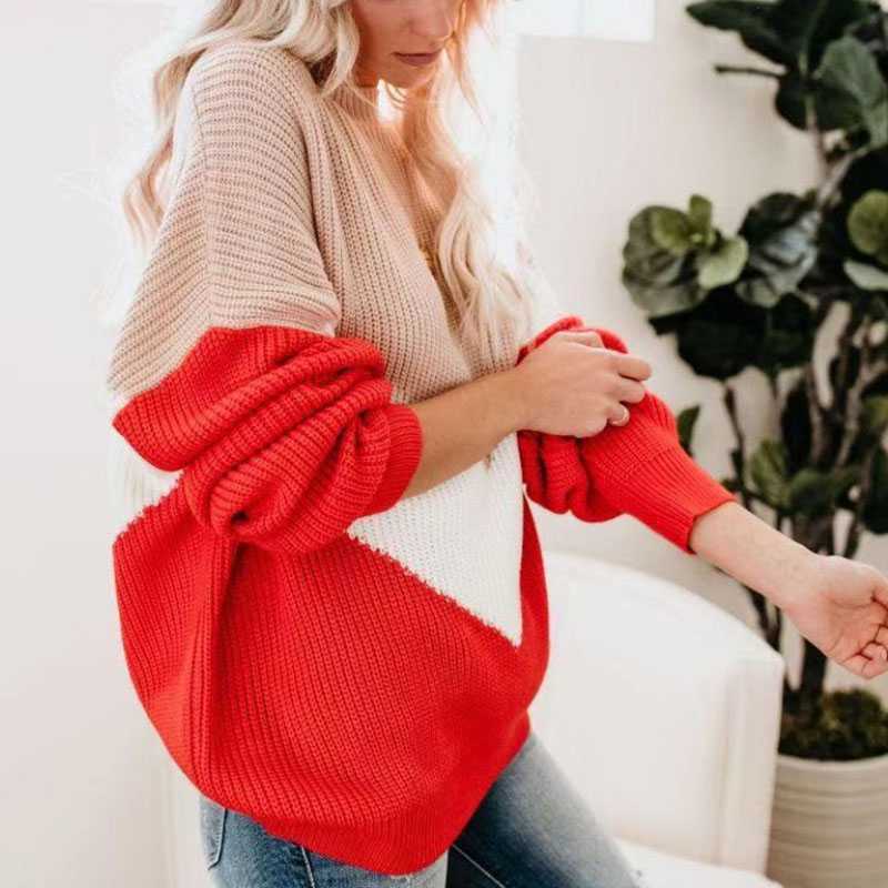 Margot Oversized Sweater in Beige Red 8