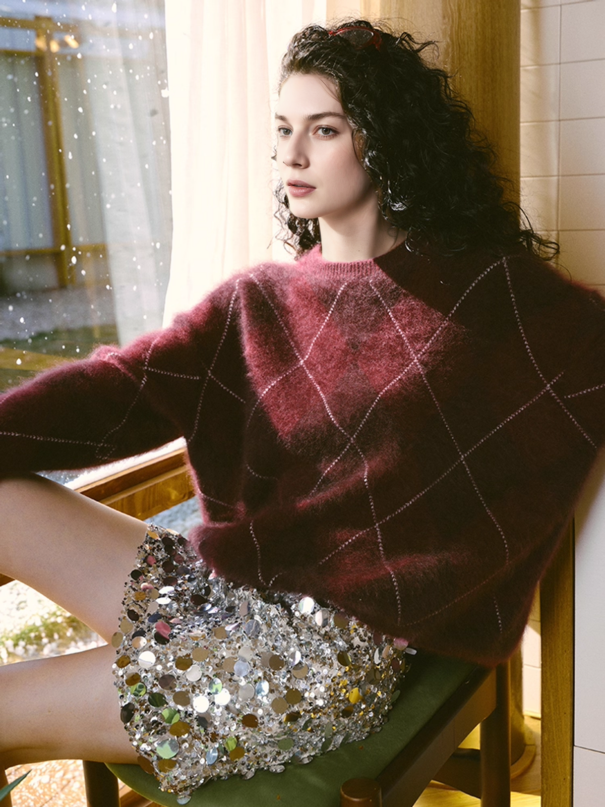 Halcyon Cashmere Diamond Knit Roasted Cedar 1