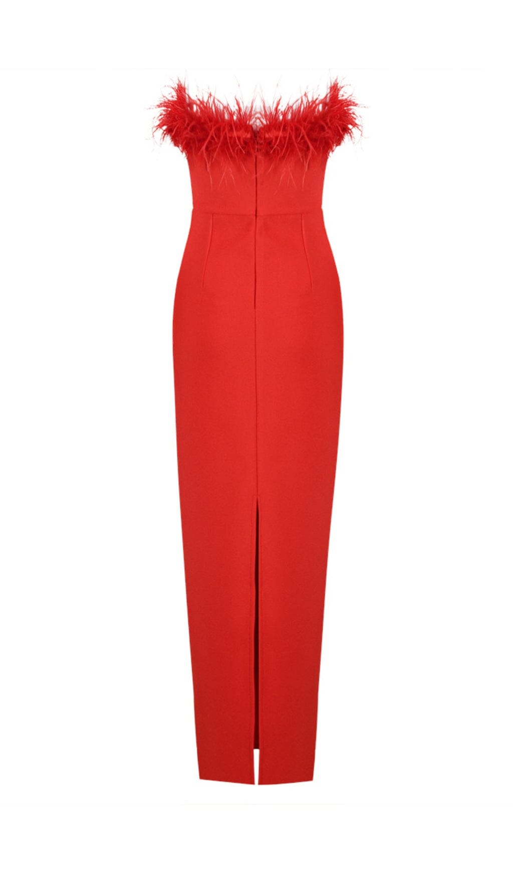 Minerva Feather Strapless Gown Red 5