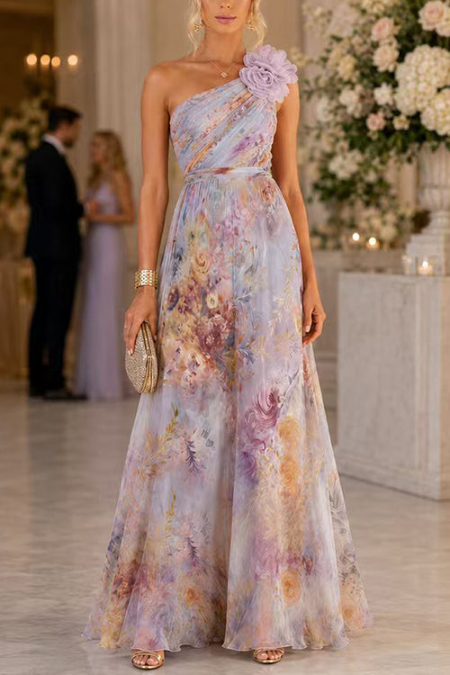 Margot Floral Linen Maxi Dress Lilac 1