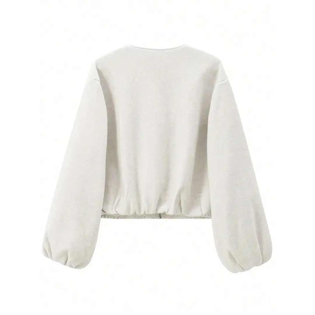 Rhian Faux Leather Zip-Up Jacket Grey 4