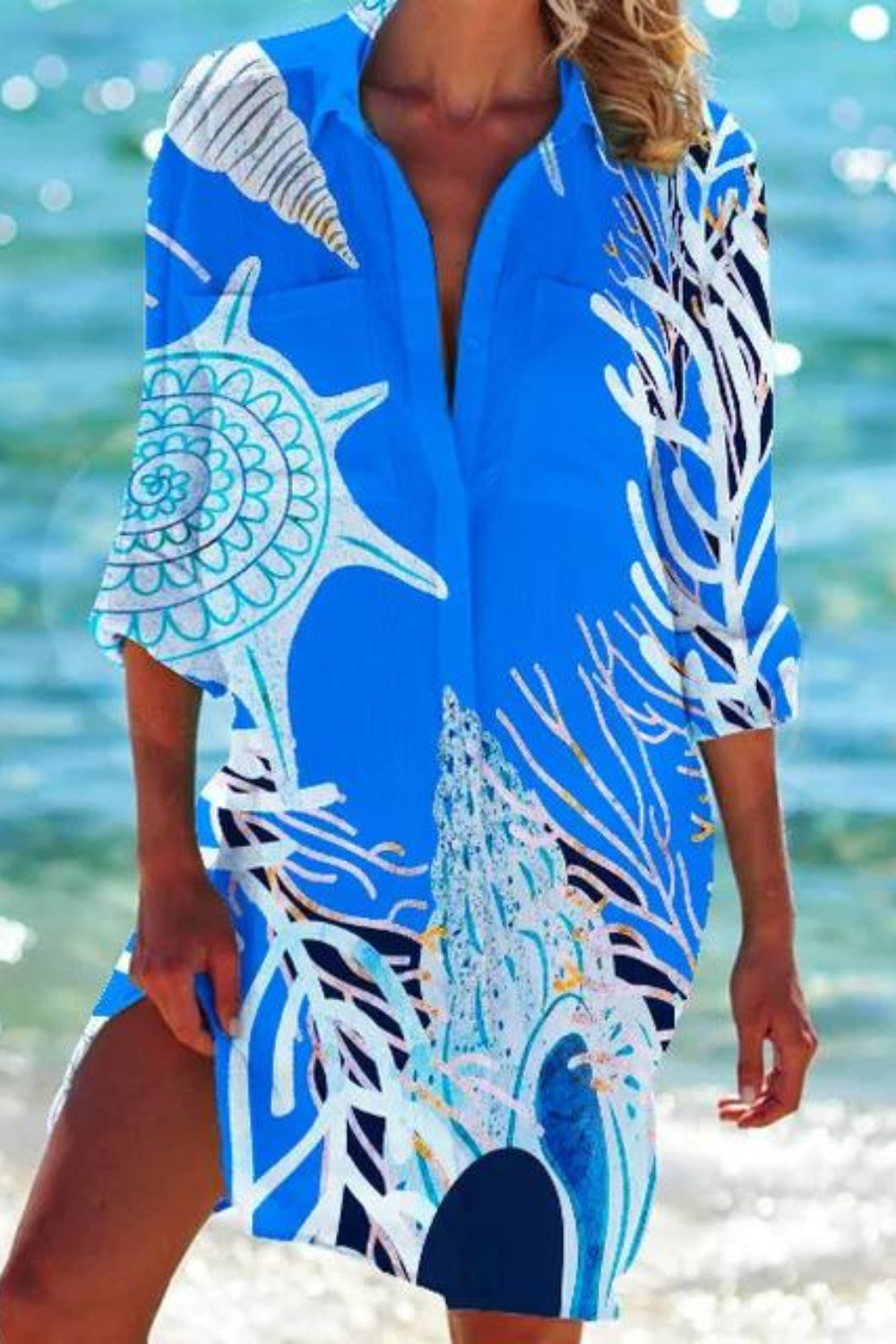 Eloise Printed Mini Dress with 3/4 Sleeves Multi 10