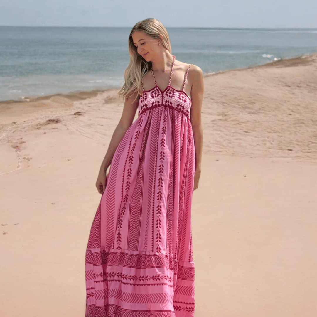 Livia Linen Maxi Dress Pink 3