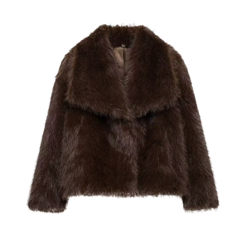 Thalia Oversized Statement Coat Brown 1