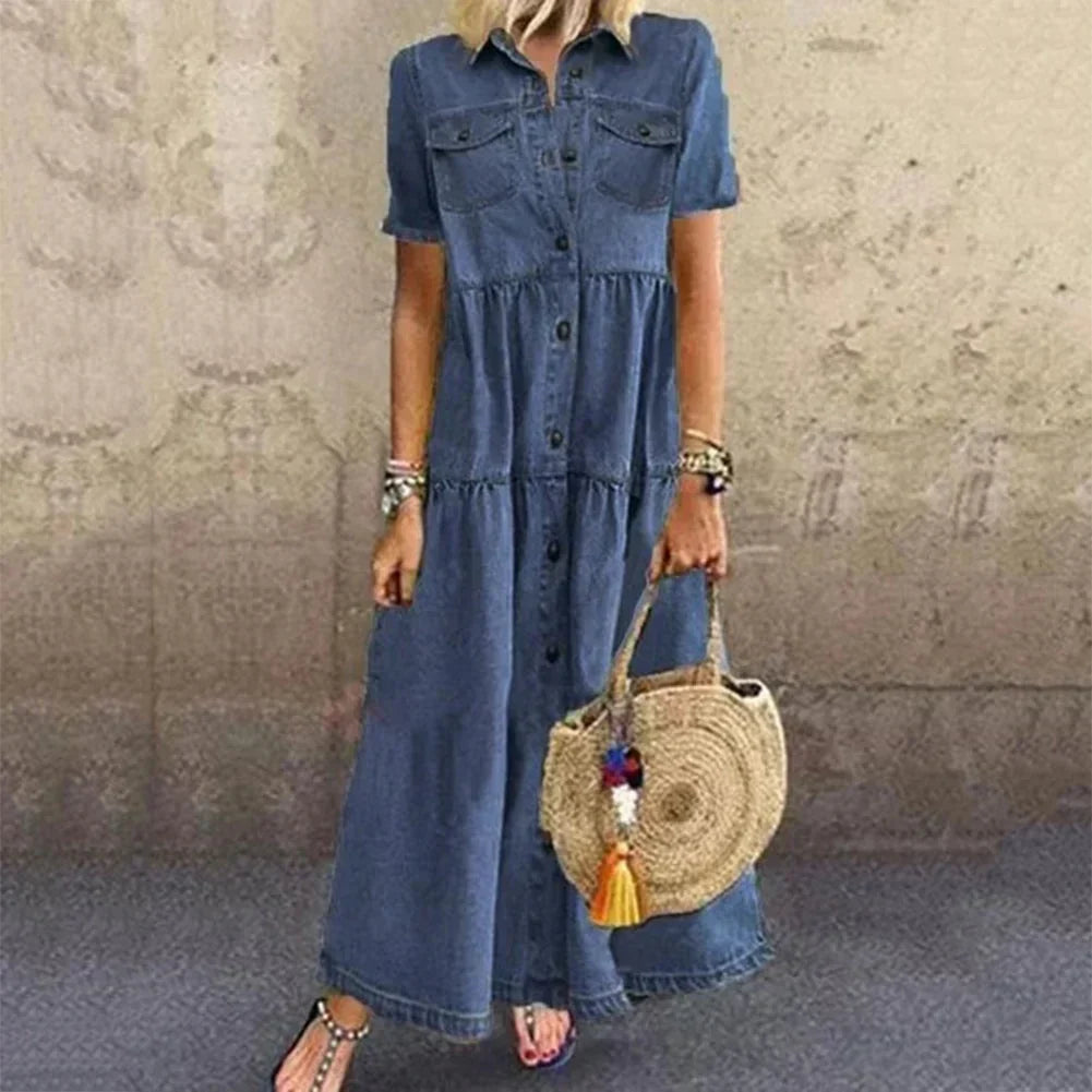 Eloise Linen Maxi Dress Jeanskleid 1