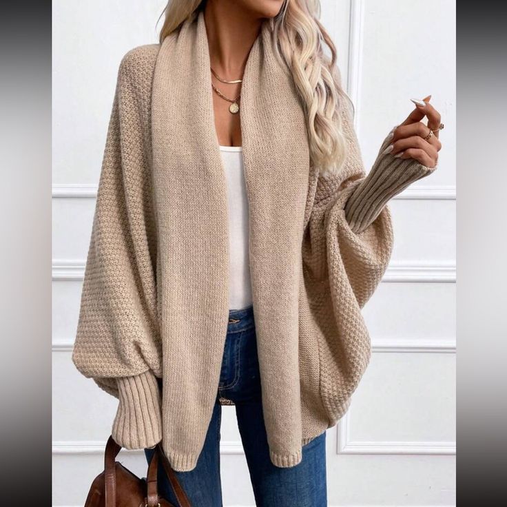 Margot Lantern Sleeve Cardigan Tan 1