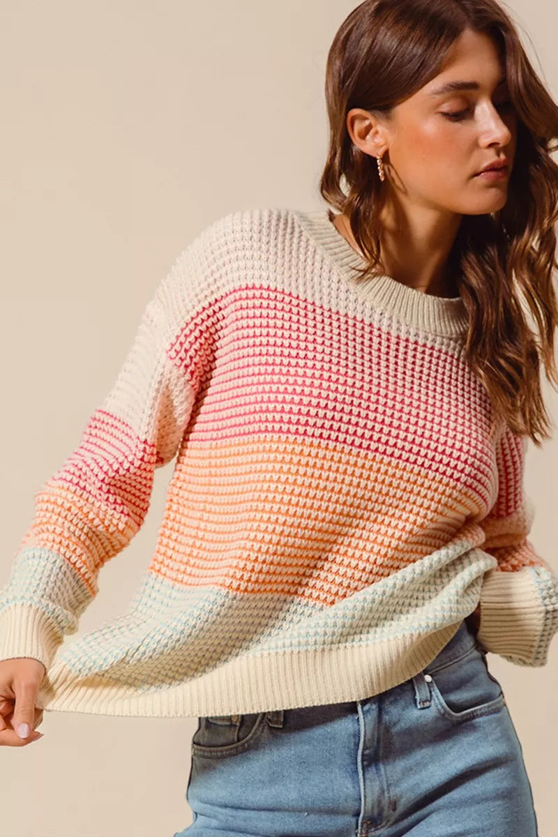 Margot Knit Sweater in Oatmeal Colorblock OATMEAL COMBO 3