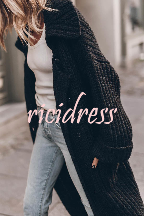Margot Chunky Knit Midi Cardigan Black 2