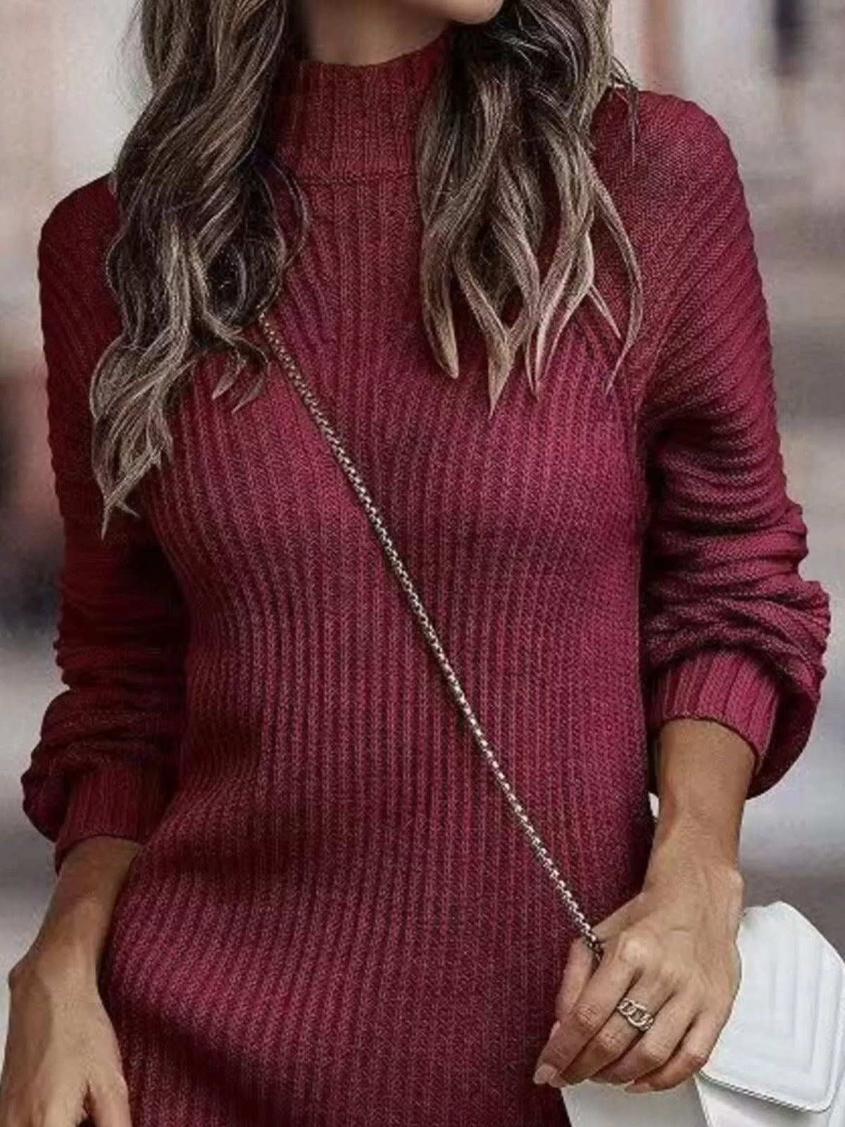 Ophelia Turtleneck Sweater Dress Dusty Pink 7