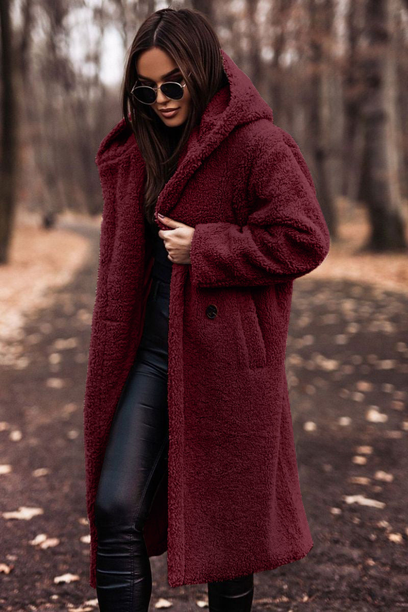 Margot Faux Fleece Jacket Wine Red 6