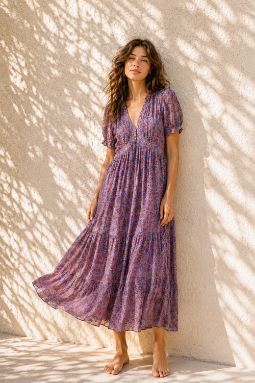 Violet Printed Tiered Maxi Dress Soft Printed Tiered Maxi Dress 1