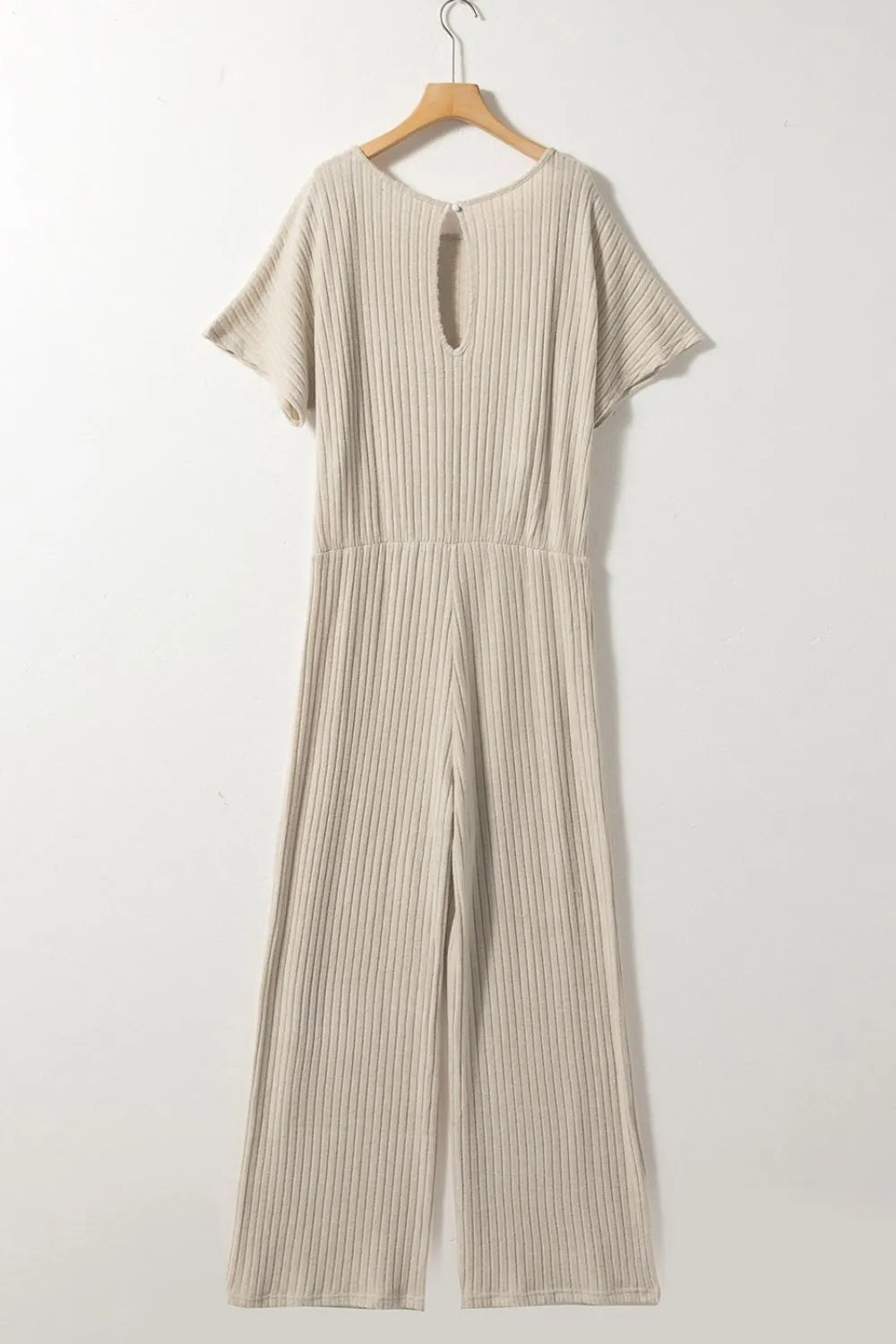 Margot Ribbed Knit Jumpsuit Beige 7