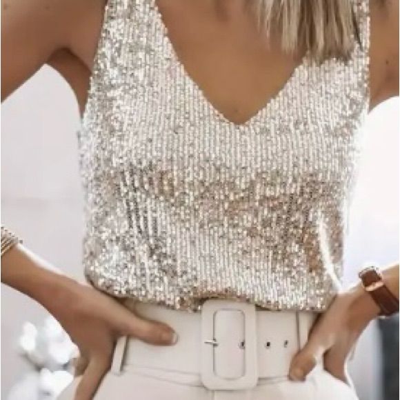Celeste Sequin Camisole Dress White 1
