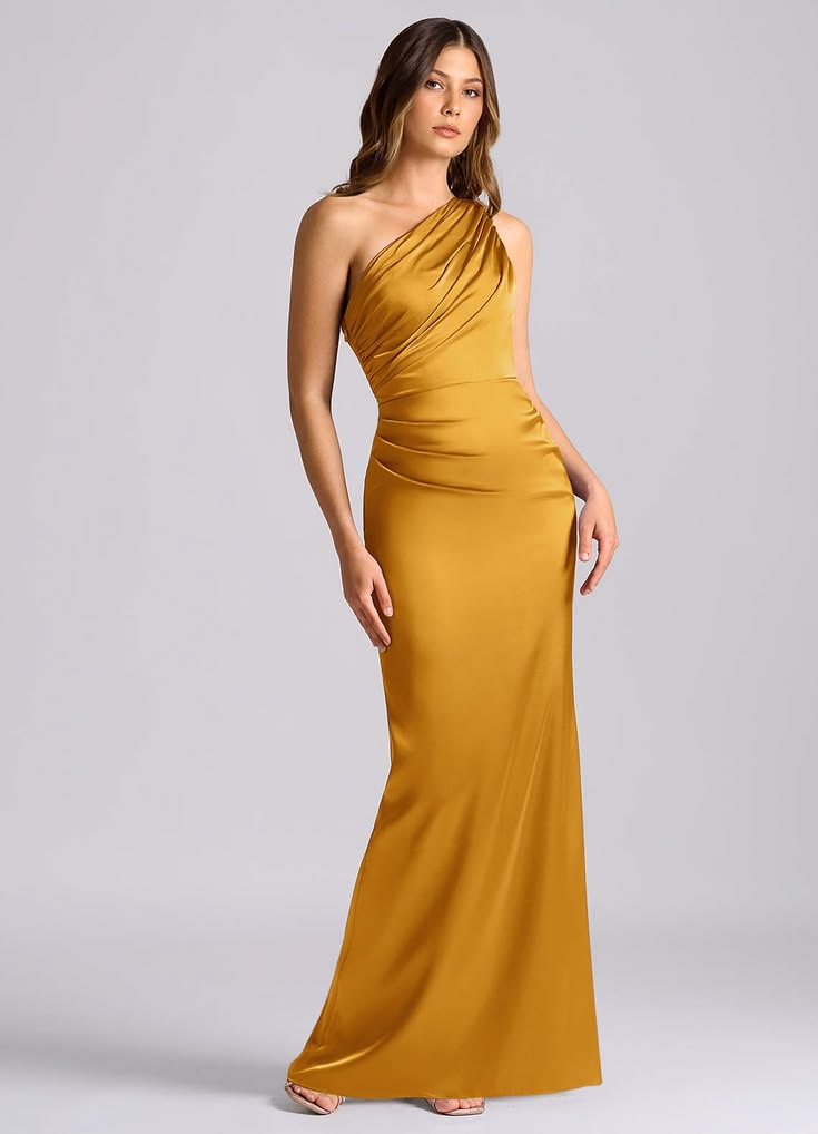 Yara One-Shoulder Satin Maxi Dress Multi 1