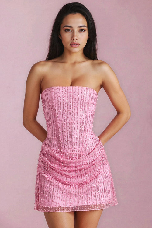 SAPHIRA STRAPLESS MINI DRESS Pink 1
