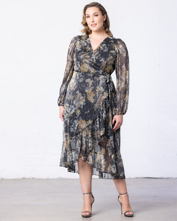 Celestine Metallic High-Low Cocktail Dress