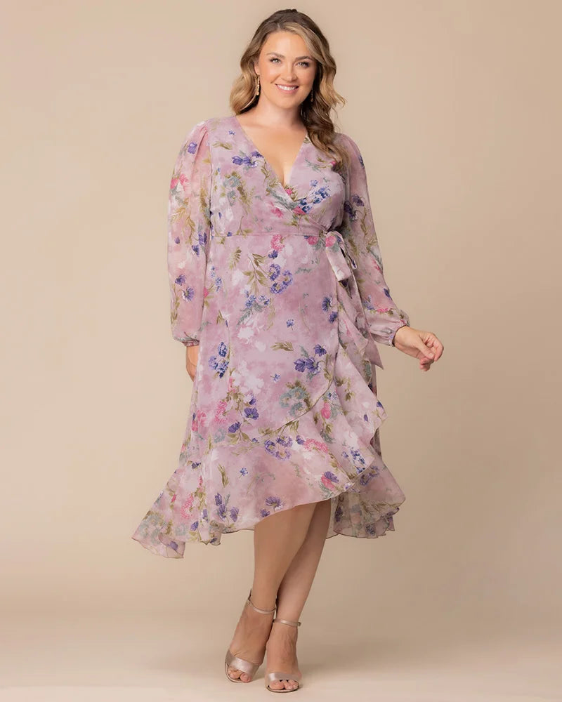 Celestine Metallic High-Low Cocktail Dress Gilded Florals 7