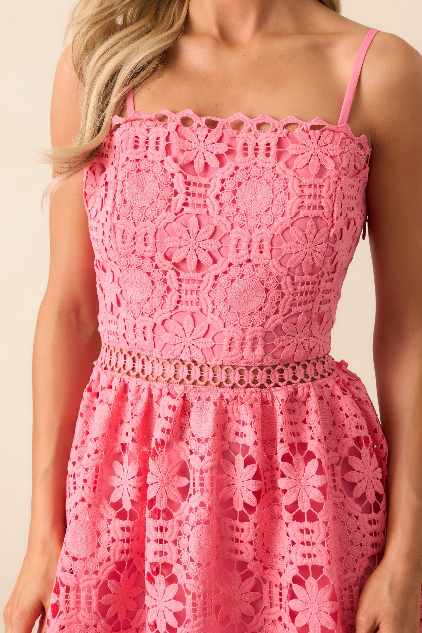 Arabella Floral Embroidered Maxi Dress Coral 2