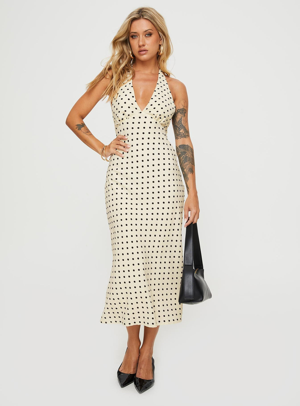 Kimbelle Halter Maxi Dress in Cream Polka Dot Cream / Polka Dot 3