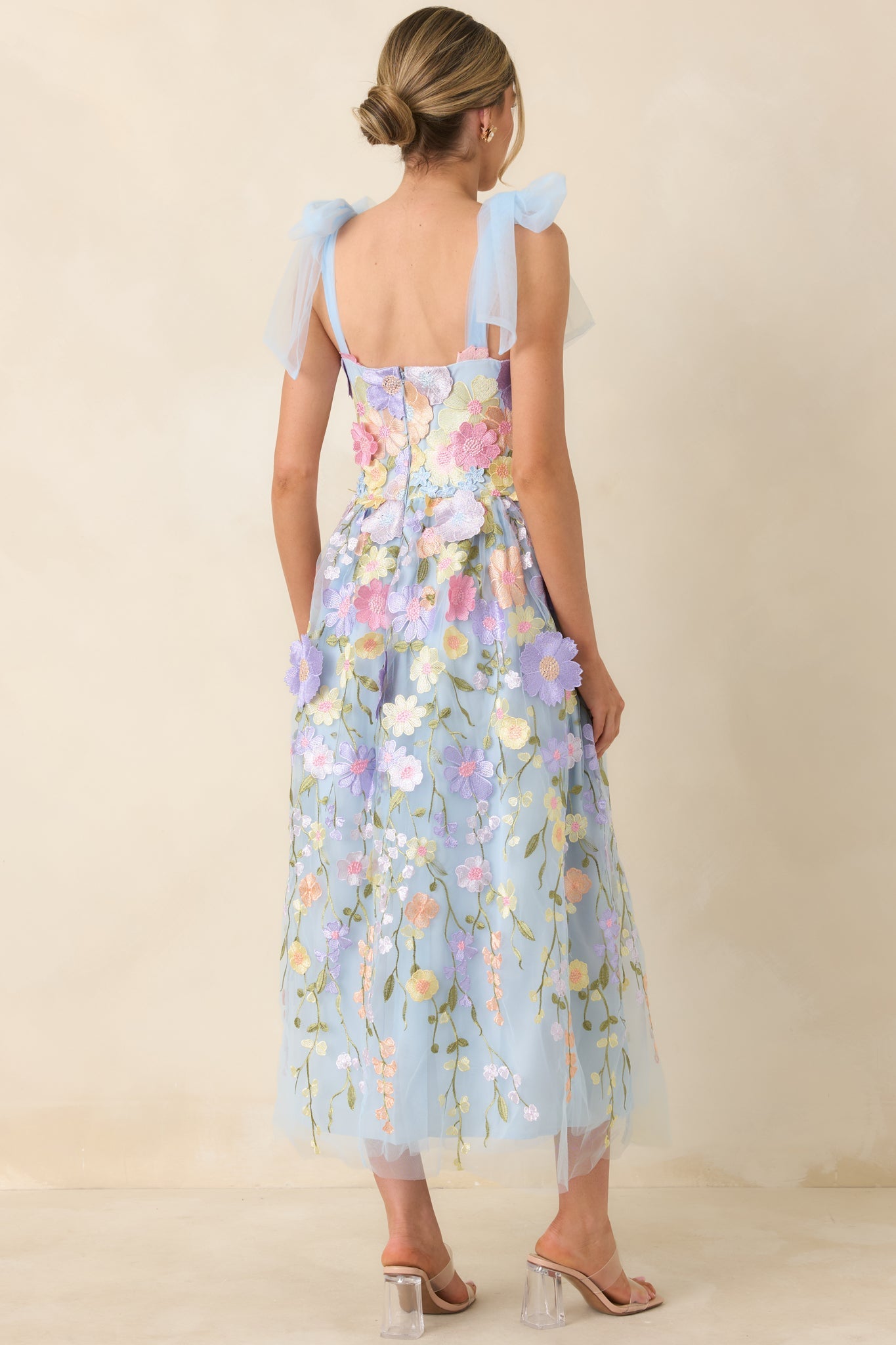 Celestine Embroidered Floral Maxi Dress Light Blue 8
